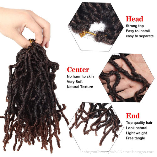 Cheap Synthetic 8 inch Nu Faux afro Locs Crochet hair Distressed  boho colored locs Crochet Soft Faux Locs for black women